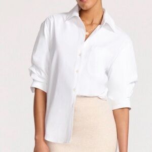 Brochu Walker Pia Shirt Salt White Button Up Cotton Blouse Size S NWT $268 Kate